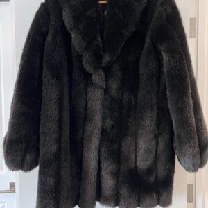 Luxurious Dark Brown Faux Fur Coat